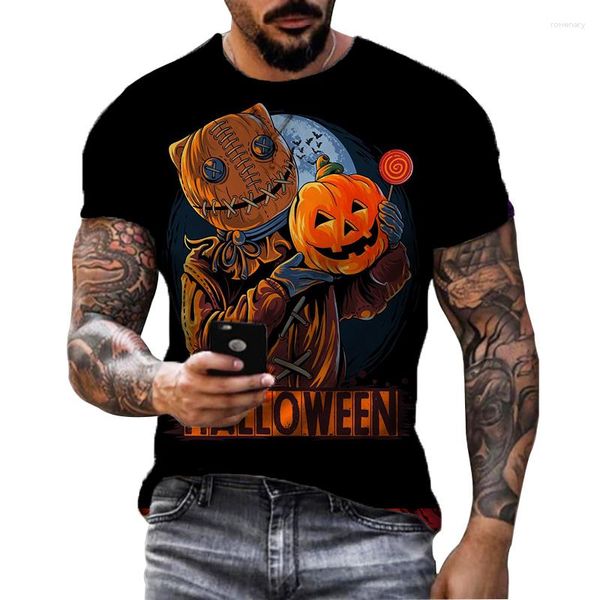 T-shirts pour hommes Halloween citrouille horreur graphique impression 3D chemise Hip Hop mode de rue à manches courtes O cou qualité T-Shirt