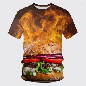 T-shirts pour hommes Hamburger Pizza impression 3D été col rond à manches courtes T-shirt style décontracté surdimensionné Streetwear garçons enfants t-shirts drôles hauts
