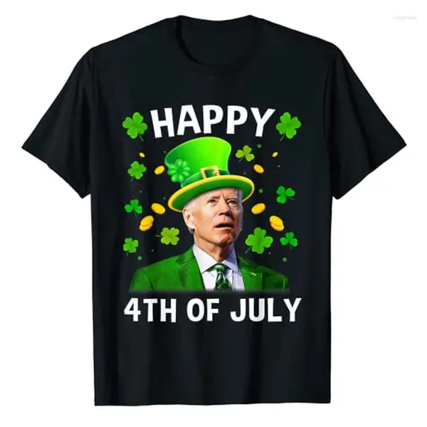 T-shirts pour hommes Joyeux 4 juillet Confus drôle Joe Biden St Patricks Day T-shirt Cadeaux Sarcastique Blague Graphique Tee Tops Streetwear Hommes
