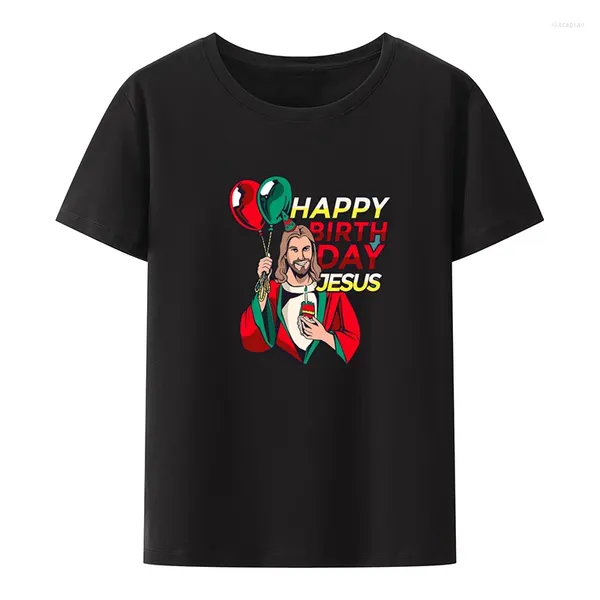 T-shirts pour hommes Joyeux jour de naissance Jésus Imprimer T-shirt Casual Nouveauté Streetwear Vêtements unisexe Tops Corée Style Street Fashion Cool Hipster