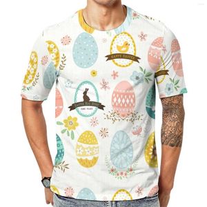 T-shirts pour hommes Joyeuses Pâques chemise hommes oeuf coloré graphique T-Shirts drôles été Hip Hop t-shirt à manches courtes motif grande taille hauts