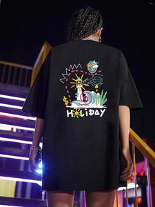 Camisetas para hombre Happy Holiday Train Manga Graphic Streetwear camisetas Mujer verano algodón High Street Tops manga corta Casual Unisex camisetas