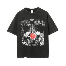 T-shirts pour hommes Harajuku Anime Impression T-shirt Hommes Hip Hop Streetwear Dessin animé Rétro Chemise imprimée à la main Porté Vintage Coton Tees