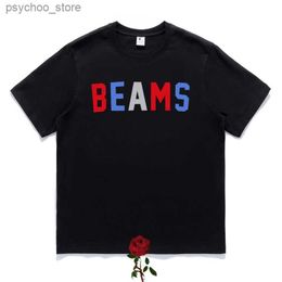Heren T-shirts Harajuku Balken T-shirts Eenvoudige Mode Kleurrijke Letter Print Kleding Mannen Vrouwen Katoen Ronde Hals BEAMS JAPAN Tops Q240130