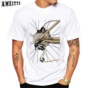 T-shirts voor heren Harajuku Bicycle Derailleur T-shirt Nieuwe Summer Men Korte mouw Hip Hop Boy Casual Tops Vintage Hipster Cool Man Bike Design Tee L230515