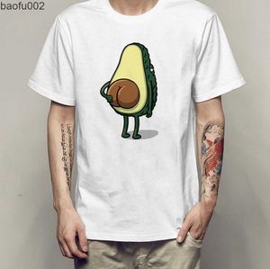 T-shirts voor heren Harajuku Hip Hop Style Men White T-shirt Creatief grappige avocado-kont Grafische tee Summer Casual comfortabele comfortabele o-neck t-shirt Men W0322