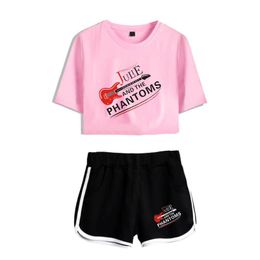 T-shirts pour hommes Harajuku Julie The Phantoms Print Girls Dew Navel Two Piece Set Femmes Sexy Short Sleeve Crop T-shirts + Shorts Pantalon Trac