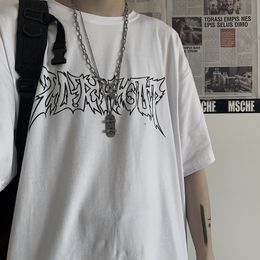 T-shirts masculins harajuku hommes t-shirt anime goth punk imprimé vêtements noirs de style coréen