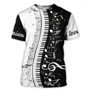 Heren T-shirts Harajuku Piano Music 3D Gedrukte T-shirt Men Dames Hip Hop Fashion Casual korte mouw T-shirts Streetwear oversized tops