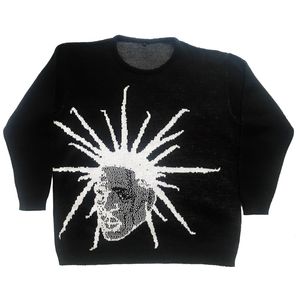 Camisetas de hombre Harajuku Retro Knit Sweater Y2K Winter Oversized Rock Hip Hop Print Rap Pullover Mujer EMO 230630