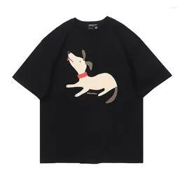 T-shirts pour hommes Harajuku T-shirt à manches courtes Hommes Femmes Col rond Lettre de chien de dessin animé Top Summer Casual Couple respirant Wear Graphic