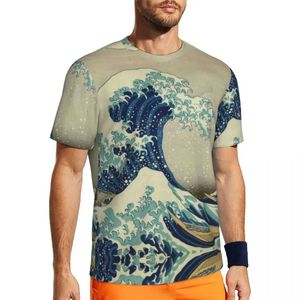 T-shirts masculins Chemise de sport Harajuku Kanagawa Big Wave T-shirt O-Neck Y2K Design Clothingl2403