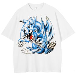 Men S T Shirts Harajuku Streetwear Fashion T Shirt Blue Dinosaur Print T -shirt Zomer Katoen Casual T -shirt Men Hip Hop Korte Mouw Tops TEES 230503