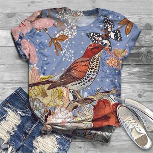 Heren t-shirts Harajuku vrouwen t-shirt korte mouw kawaii vogel dier 3D print tops vrouwelijke kleding zomer zomer esthetische grafische tee schattige meisjes sh