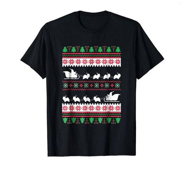 Camisetas para hombre Havanese Santa's Reindeer Christmas Ugly T-Shirt-Men's T-Shirt-Black