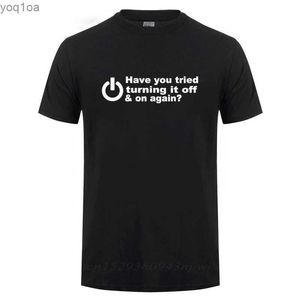 T-shirts voor heren, heb je geprobeerd het uit te schakelen en weer te doen t-shirts mannen grappig verjaardagscadeau voor man nerd programmer hacker t-shirt cooll2403