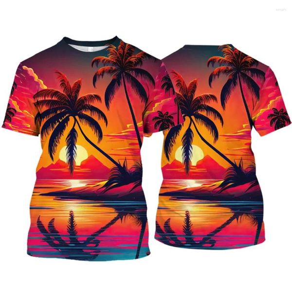 T-shirts masculins Hawaii 3D Coconut Imprimé T-shirts à col o