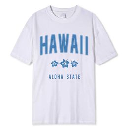 T-shirts masculins Hawaii Aloha State Letter Imprimés T-shirts Men Femmes Coton Summer Soft Short Sleeve Loose Hip Hop Tee Vêtements T-shirt Y240522