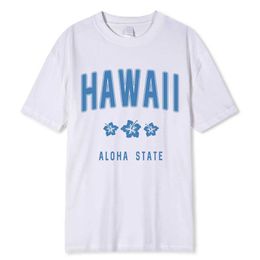 T-shirts masculins hawaii ha lettre d'État imprime les hommes femmes coton coton doux court lâche hip hop t de vêtements t-shirt h240429