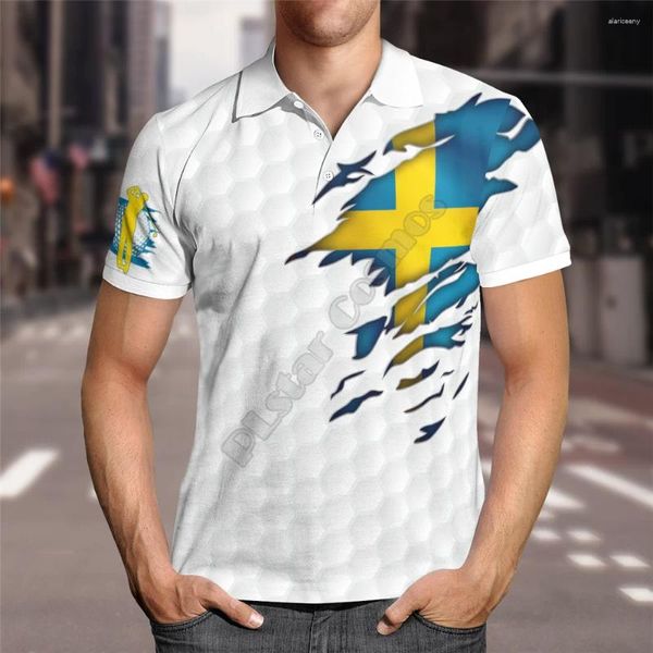 T-shirts pour hommes Hawaii Polo Shirt Suède Drapeau 3D All Over Print Hommes pour femmes T-shirt d'été à manches courtes