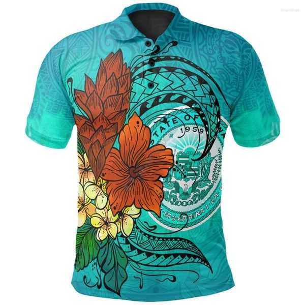 Camisetas de hombre Hawaii Polo Shirt Flores tropicales Estilo 3D Impreso Hombres Mujeres Camiseta de manga corta de verano