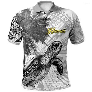 T-shirts pour hommes Polo hawaïen tortue palmier blanc imprimé en 3D hommes femmes T-shirt d'été à manches courtes