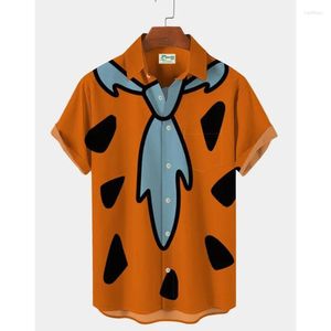 Heren T-shirts Hawaïaans voor heren Korte mouw 3D bedrukt overhemd Strandblouse Oranje Retro Stropdaspatroon Aloha Zomertops