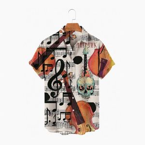 T-shirts voor heren Hawaiiaans shirt korte mouw d muziekinstrument casual stijl mode zomer strand top2022