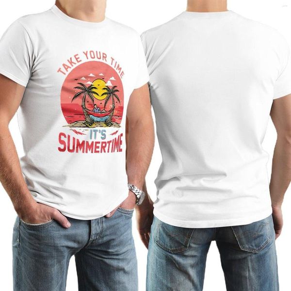 Camisetas para hombre, camiseta informal con estampado de estilo hawaiano con patrón de árbol de coco, tendencia de vacaciones, ropa de manga corta callejera