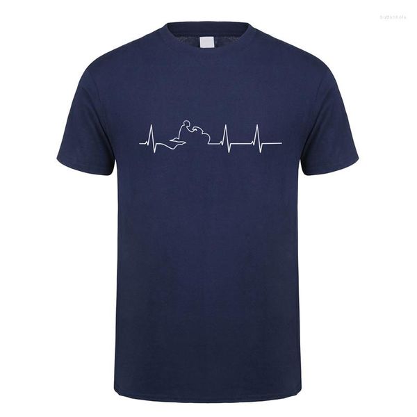 Camisetas para hombre Heartbeat Motor Shirt moda cuello redondo manga corta algodón motocicleta camiseta hombres ropa Tops TM-022