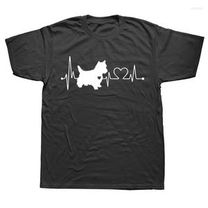 Heren t shirts hartslag westie shih tzu hond geprinte top t-shirts o nek katoenen korte mouw voor heren dieren tops shirt