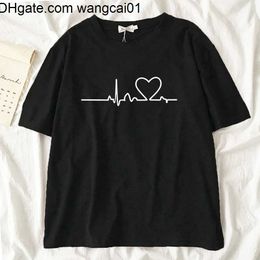 Heren t-shirts hartslag vrouwen zwart t-shirt 2022 meisje Harajuku 90s Koreaanse sty grafische tops fa y2k kawaii dame t-shirt drop ship 4103