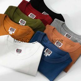T-shirts masculins T-shirt masculin lourd 300g pour hommes Couleur solide à la mode décontractée et simple Vêtements de base de base 8 couleurs à manches courtes à manches courtes H240416