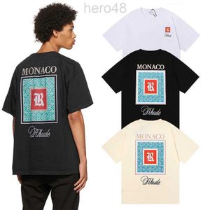T-shirts pour hommes Tissu lourd Monaco Limited Rhude Top Tee Hommes Femmes 1 Tags 100% coton Style d'été Chemise surdimensionnée Em4m 1307