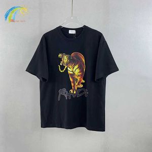 T-shirts pour hommes Tissu lourd surdimensionné Tiger Print T-shirt Hommes Femmes 1 1 Haute Qualité Noir Blanc Abricot Top Tee T221130