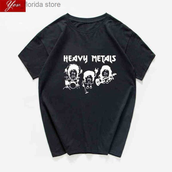 Camisetas para hombres Metales pesados ​​Camiseta Hombres Cool Strtwear Hip Hop Química Tabla periódica Rock Roll Música Física Biología Punk Camiseta Hombres T G1222 Y240402