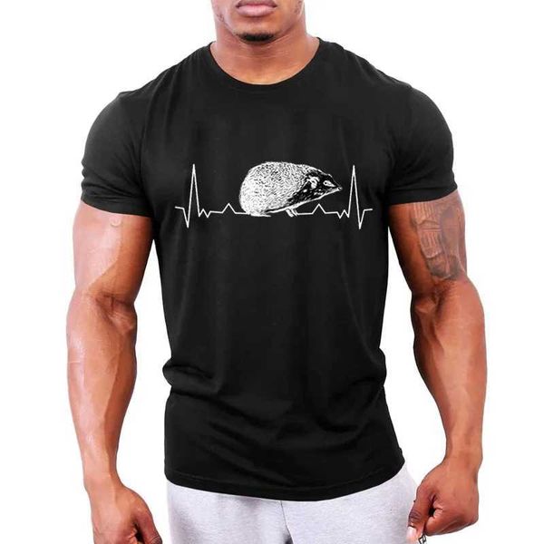 T-shirts masculins Hedgehog Heartbeat Imprimes t-shirts masculins Vêtements courts slve t-shirts surdimensionnés Camiseta Tshirt noir mâle Tops T homme Y240429