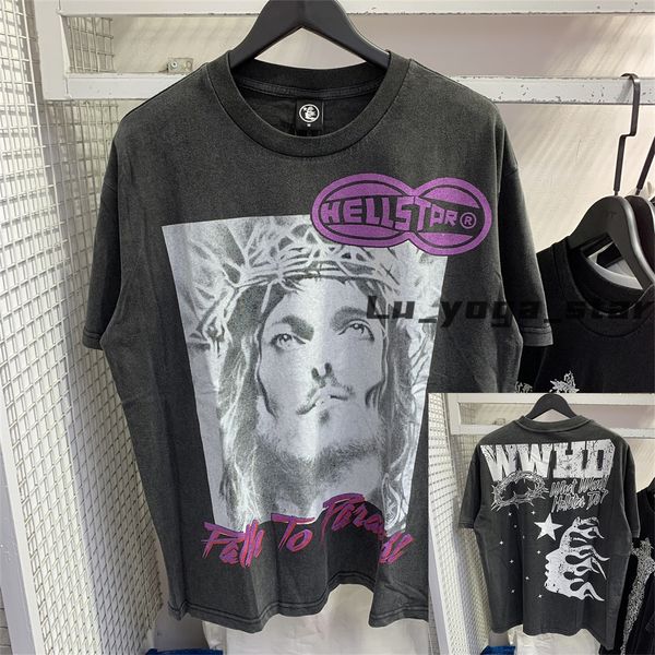 T-shirts hommes Hell Star T-shirts Hip Hop Tête imprimée Hellstar T-shirt High Street Hommes Femmes Manches courtes Top Tee Stick Drill b2