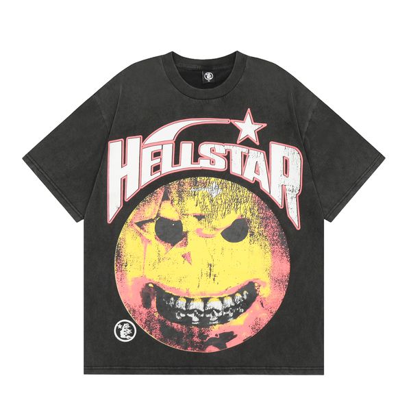 T-shirts hommes Hell Star T-shirts Hip Hop Tête imprimée Hellstar T-shirt High Street Hommes Femmes Manches courtes Top Tee Stick Drill s22