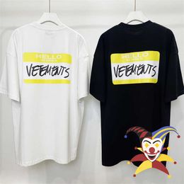 Camisetas para hombres Hola, mi nombre es vetementos, camiseta hombres camiseta de mujer amarilla VTM tops tee g230301