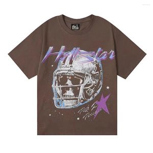 Camisetas para hombres Hellstar 2024 Estilo retro americano Transpirable Rosa Impreso Patrón grande Diseño de calidad superior High Street Manga corta Tamaño de EE. UU.