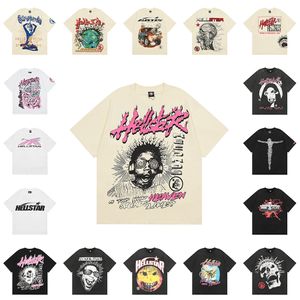 Camisetas para hombres Hellstar algodón camiseta moda negro hombres mujeres diseñador ropa dibujos animados gráfico punk rock tops verano high street streetwear 11