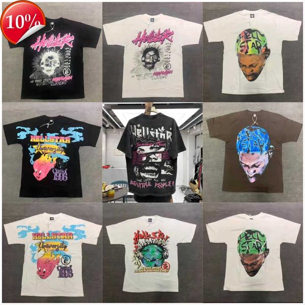 T-shirts masculins t-shirts en coton Hellstar Fashion Men noir femme Designer Cartoon Graphic Punk Rock Tops Summer High Street Streetwear J230807 EMODERN888