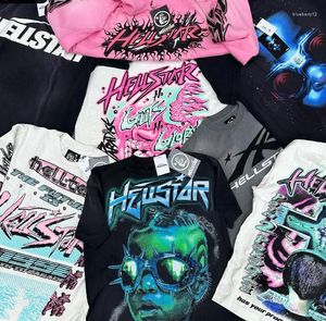 Camisetas para hombres Hellstar Mens Vintage Streetwear Impresión gráfica Camisa de gran tamaño Moda Casual Gótico Tops de manga corta