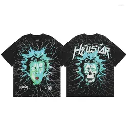 T-shirts pour hommes Hellstar Shirt Electric Kid Tee-shirt à manches courtes lavé Do Old Black Hell Star Tshirt Hommes Femmes Vêtements