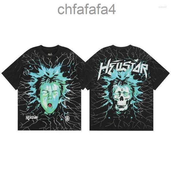 Camisetas para hombres Hellstar Shirt Electric Kid Camiseta de manga corta Lavada Do Old Black Hell Star Camiseta Hombres Mujeres Ropa V0om