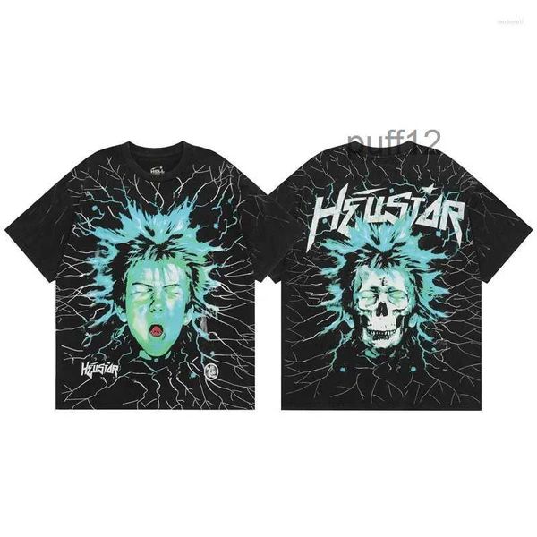 Camisetas para hombres Hellstar Shirt Electric Kid Camiseta de manga corta Lavada Do Old Black Hell Star Camiseta Hombres Mujeres Ropa 7V9P