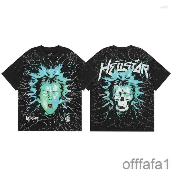 Camisetas para hombres Hellstar Shirt Electric Kid Camiseta de manga corta Lavada Do Old Black Hell Star Camiseta Hombres Mujeres Ropa I5ID