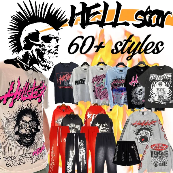 T-shirts hommes Hellstar Shirt Hommes Femmes T-shirt Punk Sweat à capuche Designer T-shirt Pantalon de survêtement élastique Summer Fashion Sportswear Set 240314