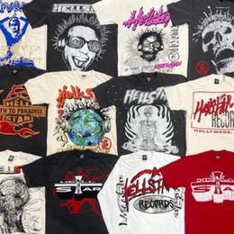 T-shirts pour hommes Hellstar Shirt Streetwear Mens Hip Hop Graphic Print Coton T-shirt surdimensionné Harajuku Casual Gothic Tops à manches courtes